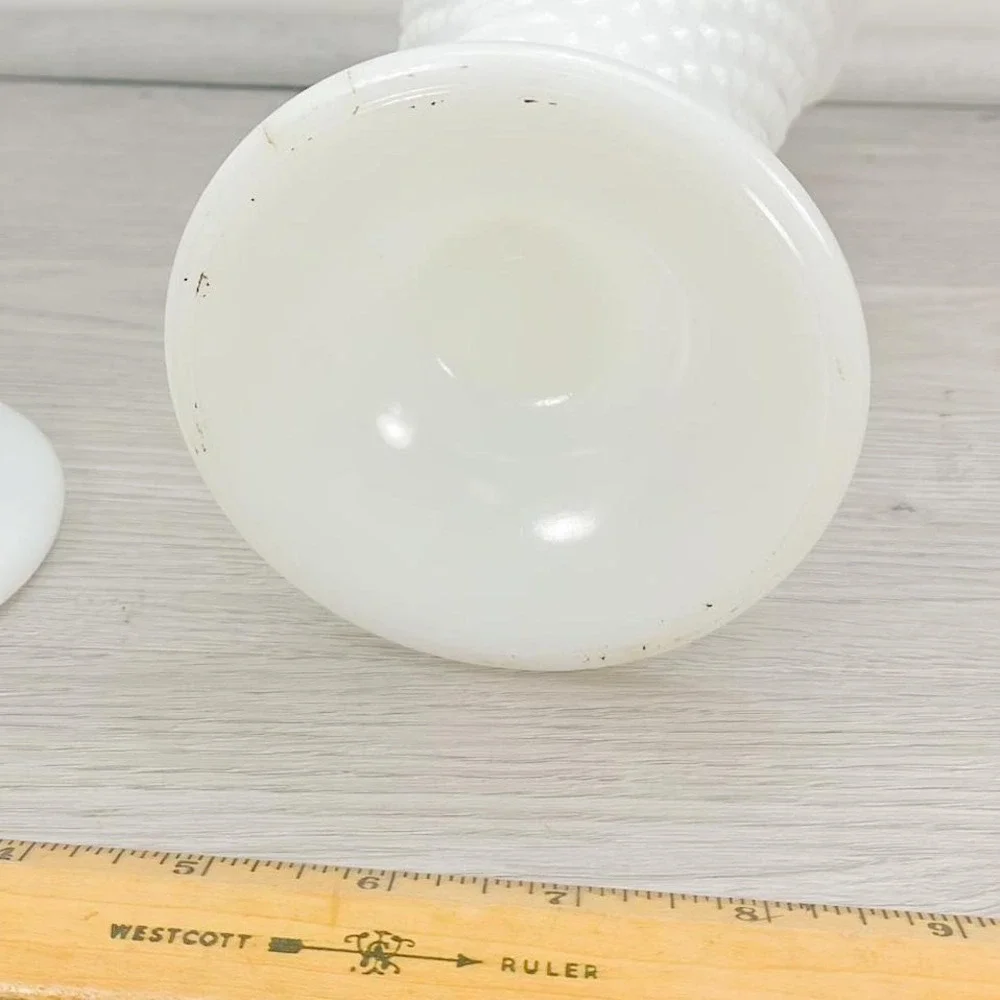 Vintage Anchor Hocking Hobnail Milk Glass Vase - Pedestal Planter